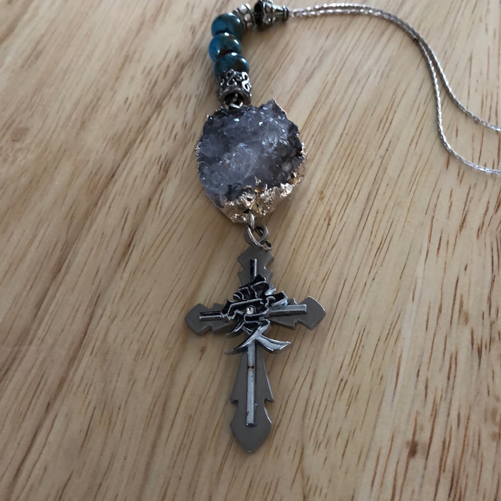 Handmade amethyst and oriental cross